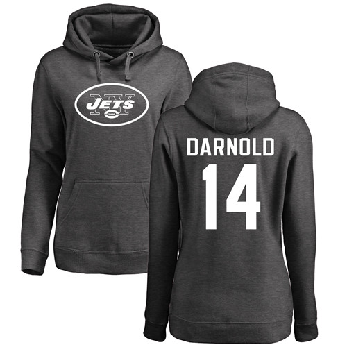 New York Jets Ash Women Sam Darnold One Color NFL Football #14 Pullover Hoodie Sweatshirts->nfl t-shirts->Sports Accessory